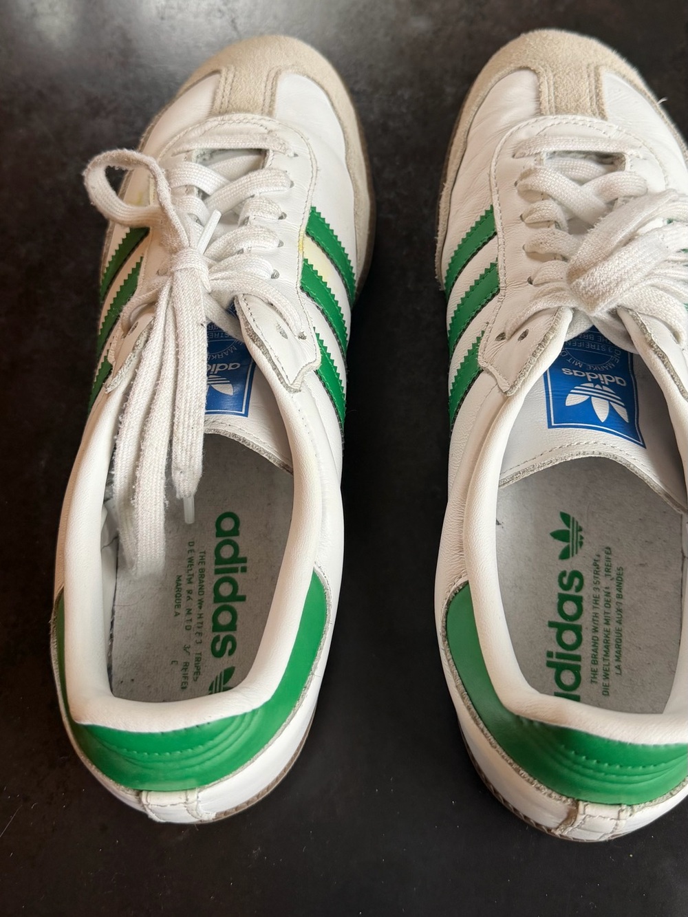 adidas White Sneakers with Green Accents